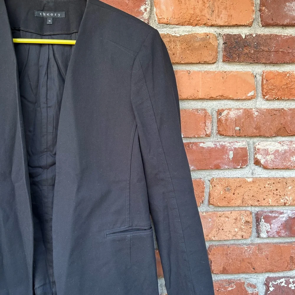 Theory Tadean Black Open Front Blazer Size 10 - Picture 4 of 7